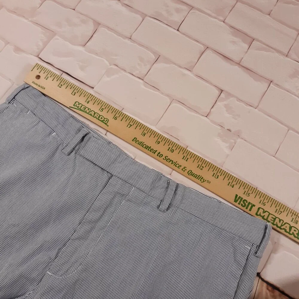 Polo Ralph Lauren Chino Shorts Mens Size 34‎ x 8 Blue Striped Flat Front Cotton